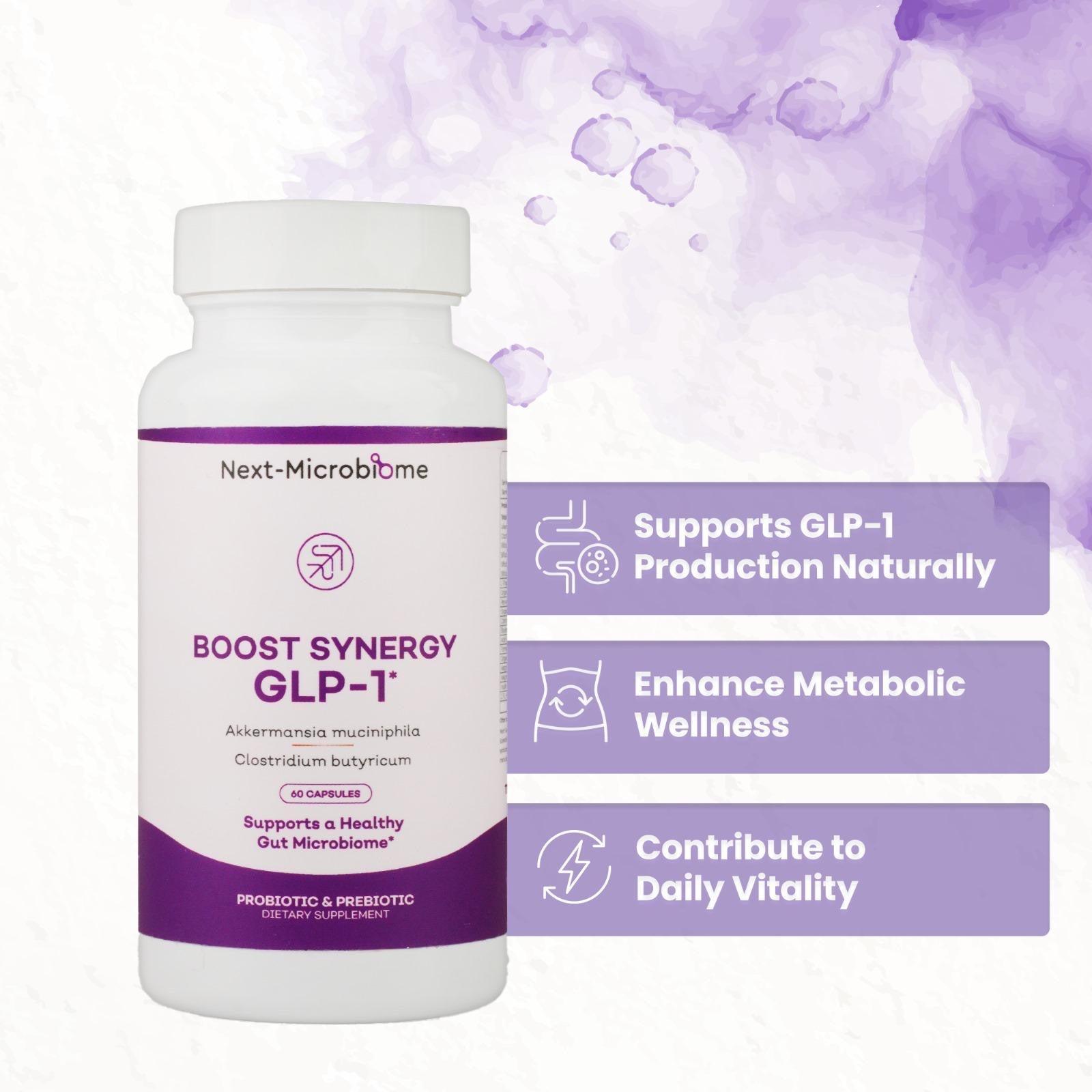 Boost Synergy GLP-1  Probiotic Akkermansia Muciniphila, Clostridium Butyricum HMO Ashwagandha, Supports Oral Microbiome, Digestive Wellness Gut Health for Men & Women (60 Capsules, 1-Pack)