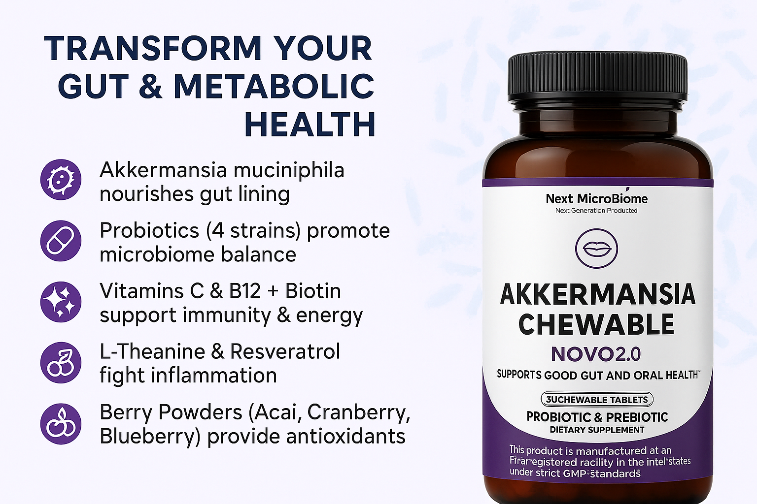 Akkermansia Chewable Probiotics: Dramatically Transform Your Gut Health & Metabolism