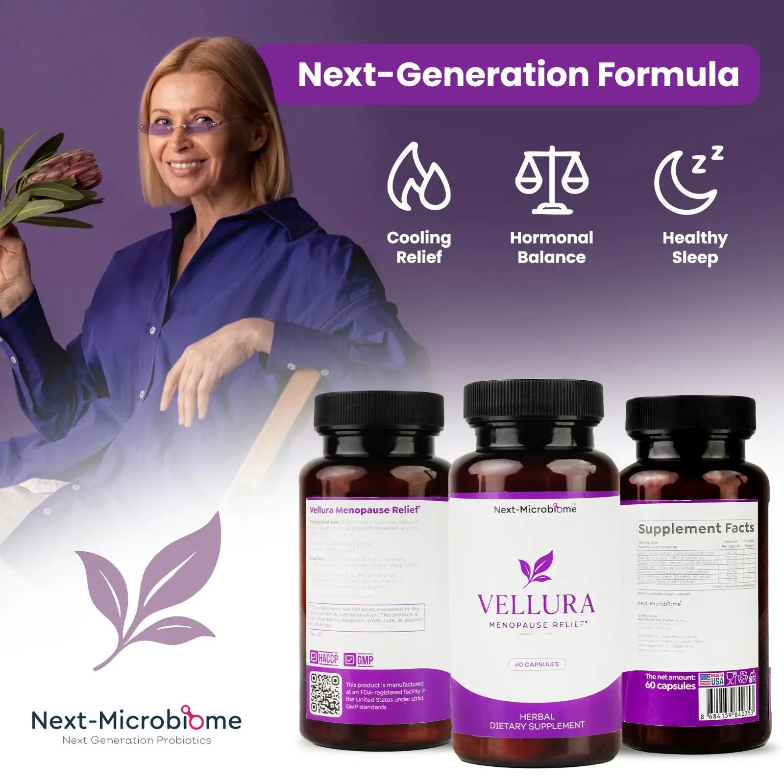 Vellura Natural Menopause Relief Prebiotic Supplement