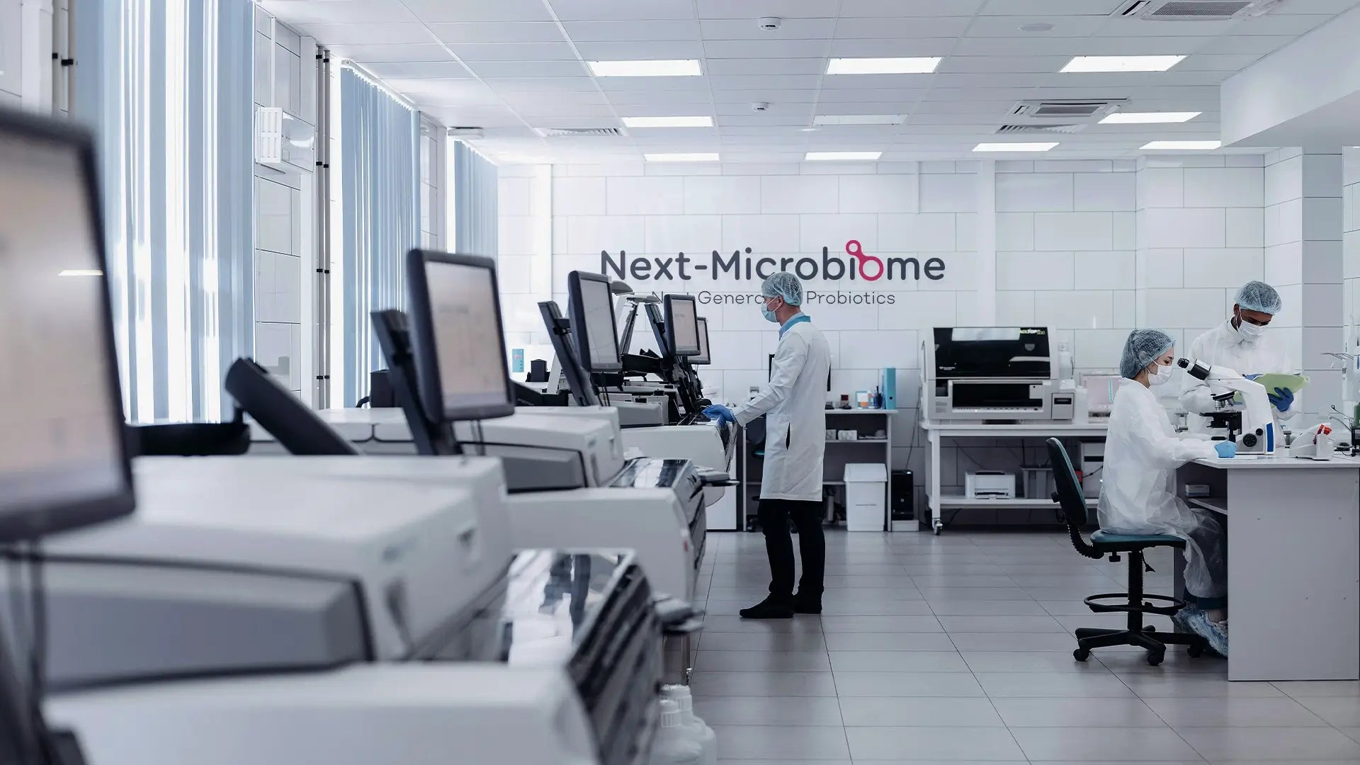 Next-Microbiome next-generation probiotic research laboratory with scientists at work