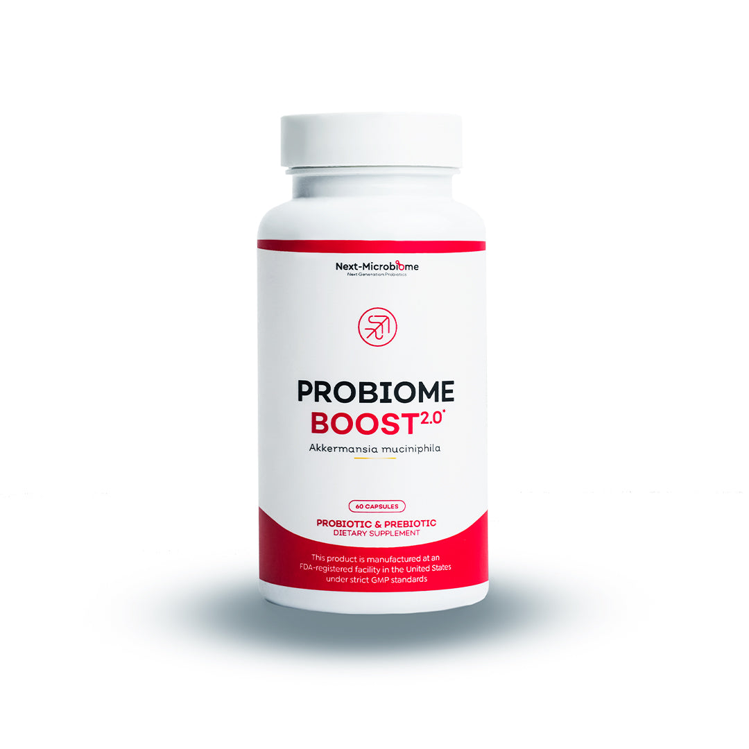 Probiome-Boost 2.0 with Akkermansia muciniphila; 60 Combo Capsules with Probiotics and Prebiotics